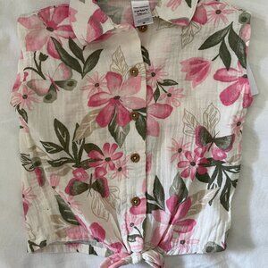 Carters Infant 18M Floral Sleevless Tie Front Cotton Shirt Baby Girl Summer